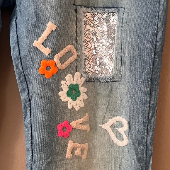 🏷️🆕🎉 totw • soft denim embroidered sequin & love pullon drawstring pants - Picture 8 of 16